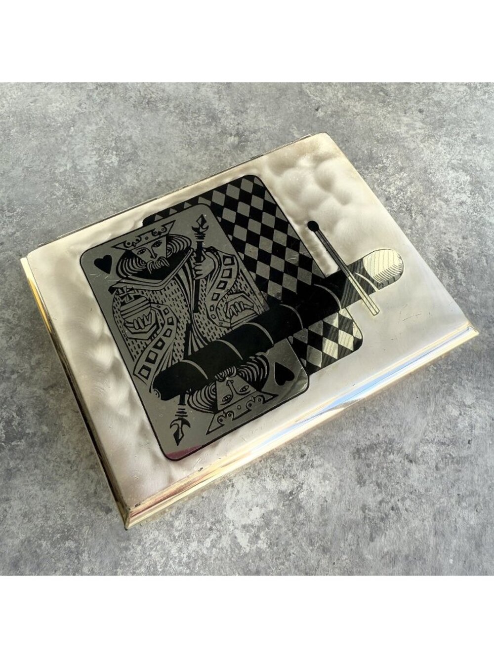 WMF Ikora Playing Card King Wood Lined Trinket Jewelry Box Art Deco MCM Germany